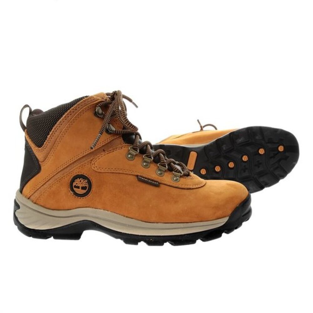 Timberland Mens Waterproof Mid Hiking Boots Size 13 Wheat Nubuck White Ledge NEW